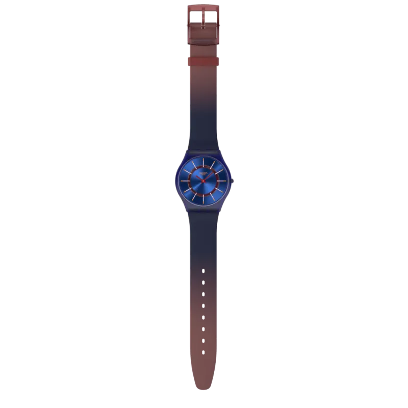 Swatch - Montre Mixte Very Jazzy Berry bleue avec bracelet en silicone - Ref SS08N117