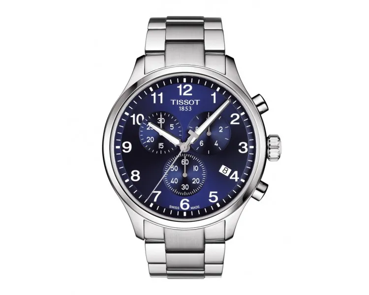 Montre Homme Tissot Chrono XL bleu bracelet acier - Réf. T1166171104701
