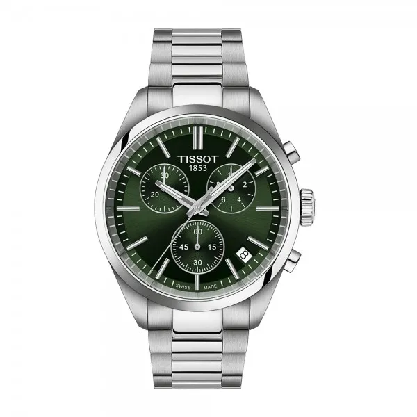 Montre Homme Tissot PR100 chronographe vert bracelet acier - Réf. T1504171109100