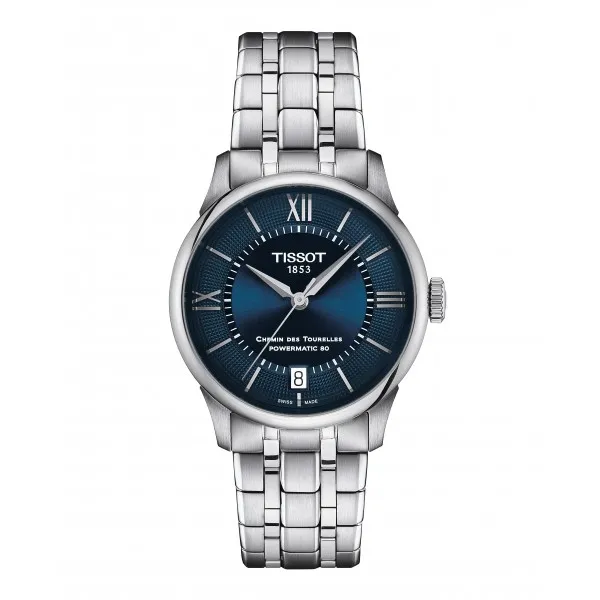 Montre Mixte Tissot Chemin des Tourelles automatique bleu bracelet acier - Réf. T1392071104800
