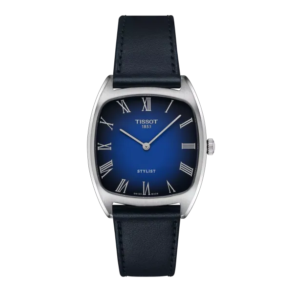 Montre Mixte Tissot Stylist bleu bracelet cuir - Réf. T1599091604300
