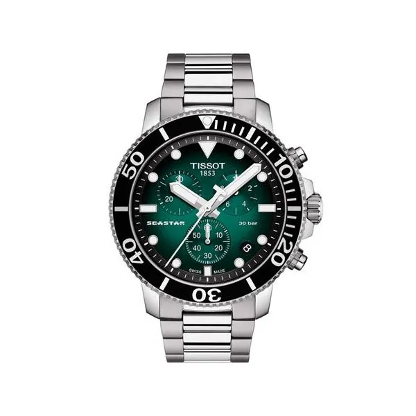 Montre Homme Tissot Seastar vert bracelet acier - Réf. T1204171109101
