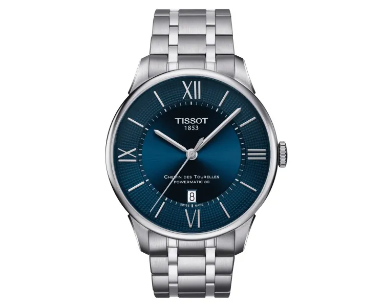 Montre Homme Tissot Chemin des Tourelles bleu bracelet acier - Réf. T0994071104800