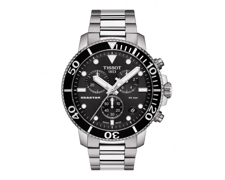 Montre Homme Tissot Seastar noir bracelet acier - Réf. T1204171105100