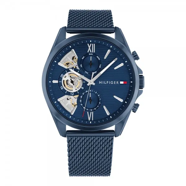 Tommy Hilfiger - Montre Homme Baker - cadran bleu - maille milanaise - Ref 1710648