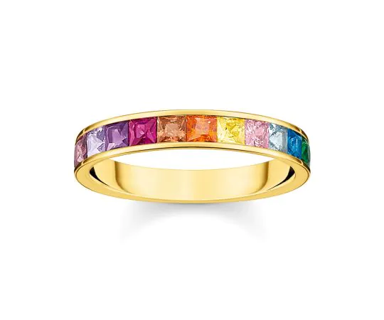 Thomas Sabo Bague Femme TR2403-996-7-56 Pierre Arc-en-ciel taille 56