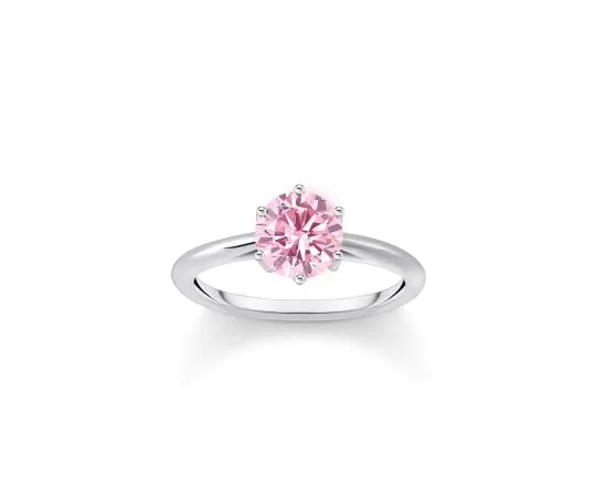 Thomas Sabo TR2474-051-9-56 Bague argentée avec pierre rose taille brillant pour femme