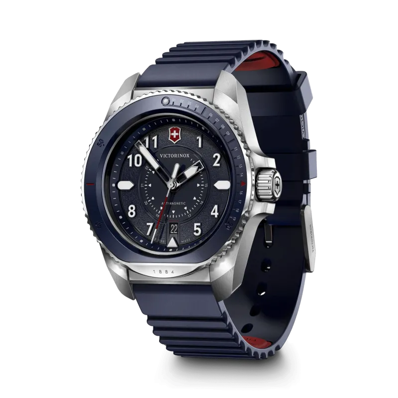 Victorinox - Montre Homme Journey bleu avec bracelet en caoutchouc - Ref 241975